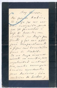 [Carta], c.1900 Madrid, España <a> Rubén Darío