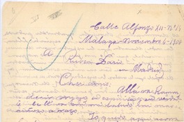 [Carta], 1908 nov. 4 Málaga, España <a> Rubén Darío