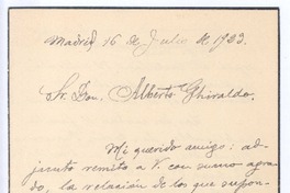 [Carta], 1929 jul. 16 Madrid, España <a> Alberto Ghiraldo
