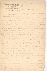 [Carta], 1905 nov. 14 Badajoz, España <a> Rubén Darío