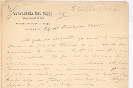 [Carta], 1905 nov. 14 Badajoz, España <a> Rubén Darío