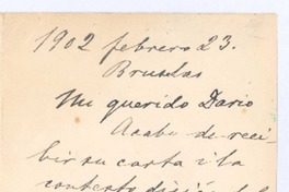 [Carta], 1902 feb. 23 Bruselas, Bélgica <a> Rubén Darío