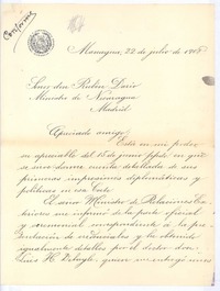 [Carta], 1908 jul. 22 Managua, Nicaragua <a> Rubén Darío