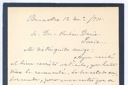 [Carta], 1911 ene. 12 Bruselas, Bélgica <a> Rubén Darío