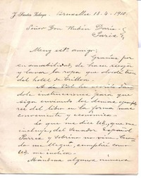 [Carta], 1910 abr. 18 Bruselas, Bélgica <a> Rubén Darío
