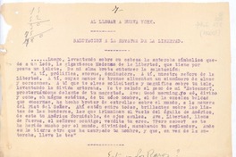 Al llegar a Nueva York Salutación a la estatua de La Libertad.