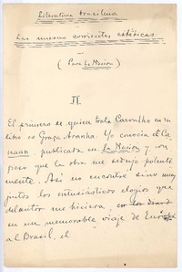 Literatura brasileña Las nuevas corrientes estéticas.