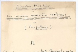 Literatura brasileña Las nuevas corrientes estéticas.