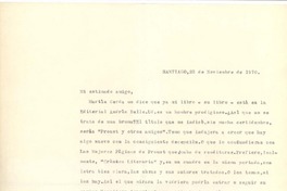 [Carta] 1970 nov. 23, Santiago, Chile [a] Alfonso Calderón
