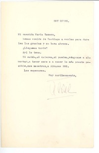 [Carta] c.1960, Santiago, Chile [a] María Romero