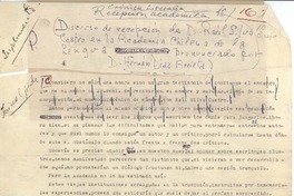 [Discurso de recepción académica]