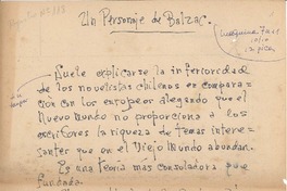 Un personaje de Balzac