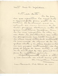 [Carta] 1921 abr. 18, San Bernardo, Chile [a] Luis A. Sepúlveda