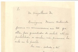 [Carta] 1909 nov. 26 Valparaíso, Chile [a] Manuel Magallanes Moure