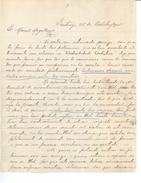 [Carta] 1905 oct. 25, Santiago, Chile [a] Manuel Magallanes Moure