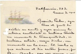 [Carta] 1914 ene. 22, Valparaíso, Chile [a] Pedro Prado