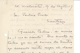 [Carta] 1917 ago. 9, El Melocotón, Chile [a] Pedro Prado
