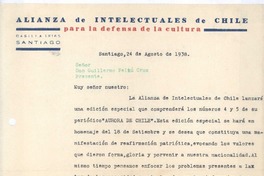 [Carta], 1938 ago. 24 Santiago de Chile <a> Guillermo Feliú Cruz