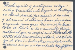 [Carta], c.1952 La Serena, Chile? <a> Pedro Moral?