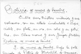 Bolivia se muere de hambre