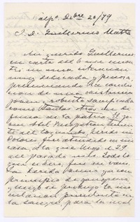 [Carta], 1879 dic. 20 Valparaíso, Chile <a> Guillermo Matta