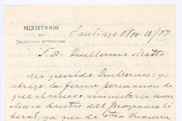 [Carta], 1877 nov. 10 Santiago, Chile <a> Guillermo Matta