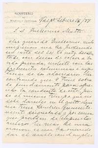 [Carta], 1877 feb. 28 Valparaíso, Chile <a> Guillermo Matta