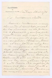 [Carta], 1876 abr. 4 Santiago, Chile <a> Guillermo Matta