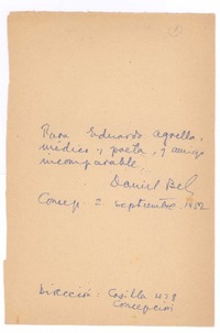 [Dedicatorias entre 1950 y 1970], Santiago, Chile <a> Carmen de Alonso