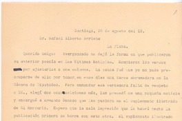 [Carta], c.1918 ago. 26 Santiago, Chile <a> Rafael Alberto Arrieta