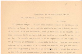 [Carta], c.1918 sep. 21 Santiago, Chile <a> Rafael Alberto Arrieta