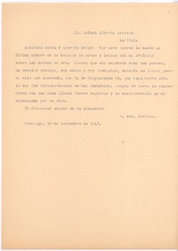 [Carta], c.1918 nov. 30 Santiago, Chile <a> Rafael Alberto Arrieta