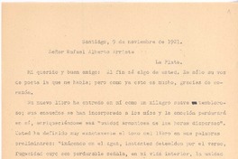 [Carta], 1921 nov. 9 Santiago, Chile <a> Rafael Alberto Arrieta