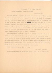 [Carta], 1922 jul. 21 Santiago, Chile <a> Rafael Alberto Arrieta