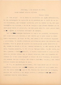 [Carta], 1923 oct. 4 Santiago, Chile <a> Rafael Alberto Arrieta