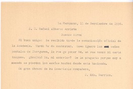 [Carta], 1938 sep. 11 San Antonio, Chile <a> Rafael Alberto Arrieta