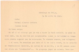 [Carta], 1942 jun. 14 Santiago, Chile <a> Rafael Alberto Arrieta