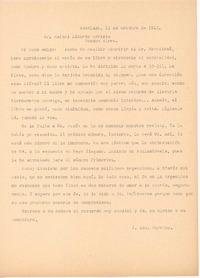 [Carta], 1945 oct. 21 Santiago, Chile <a> Rafael Alberto Arrieta