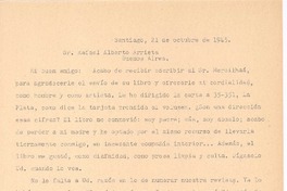 [Carta], 1945 oct. 21 Santiago, Chile <a> Rafael Alberto Arrieta