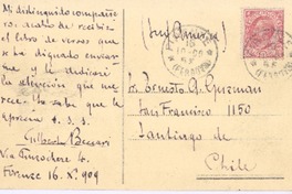 [Tarjeta], 1909 oct. 16 Firenze, Italia <a>Ernesto Guzmán