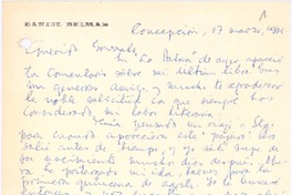 [Tarjeta], 1961 mar. 17 Concepción, Chile <a>Gonzalo Drago