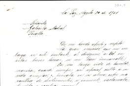 [Carta] 1951 ago. 20, La Paz [a] Gabriela Mistral