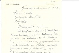 [Carta] 1953 ene. 28, Génova [a] Gabriela Mistral, Nápoles