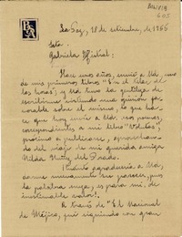 [Carta] 1955 sept. 18, La Paz, [Bolivia] [a] Gabriela Mistral