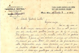 [Carta] 1932 sept. 3, Buenos Aires, [Argentina] [a] Gabriela Mistral
