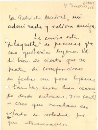 [Carta] [1943?] ene. 4, Buenos Aires [a] Gabriela Mistral