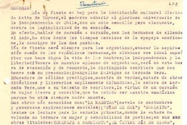 Presentación [en acto de celebración del aniversario de la Independencia de Chile]