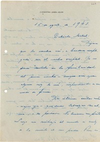 [Carta] 1943 ago. 15, Buenos Aires [a] Gabriela Mistral