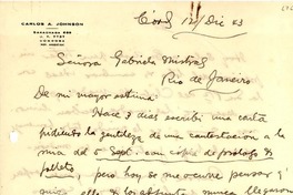 [Carta] 1943 dic. 12, Córdoba, Argentina [a] Gabriela Mistral, Río de Janeiro