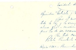 [Tarjeta] 1943 dic. 25, Buenos Aires, [Argentina] [a] Gabriela Mistral y Connie